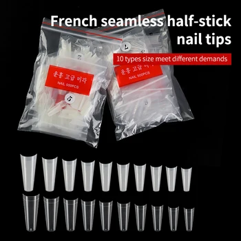 PinPai 500pcs Half/Full Cobertura de Longa Extensão de Caixão francês Falso Prego Art Dicas Garra de Unhas Falsas Artficial Ponta de Resina Unha Dica