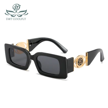 D&T 2021 Nova Moda Retângulo Óculos de Homens, Mulheres Gradientes Lente PC Armação de Metal Tendência Logotipo da Marca do Designer de Luxo, Óculos de Sol