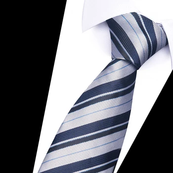 Empate Gravatas da Moda Atacado de 7,5 cm de Tecido de Seda, Gravata Para os Homens em Azul Listrado Office Gravatas Acessórios do Casamento do Ponto de Ajuste de Grupo