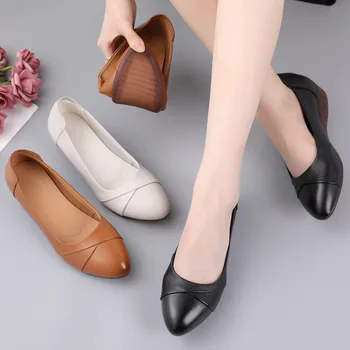 Genuíno sapatos femininos, em 2022, a primavera e o outono nova mulher única sapato de sola macia sapatos de couro 209