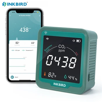 INKBIRD wi-FI de Qualidade do Ar,o Detector de CO2 Dióxido de Carbono e a Temperatura e Umidade Medidor Com o APLICATIVO Gratuito Monitor Remoto e Exportação de Dados