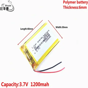 3,7 V 1200mAh 603048 de Polímero de Lítio Li-Po li Bateria Recarregável de íon de células Para Mp3 MP4 MP5 móvel de GPS bluetooth