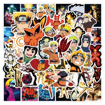 50PCS Anime Naruto Adesivos DIY de Bagagem de Viagem de Guitarra Geladeira Portátil Impermeável Cartoon Adesivo Decalque para Crianças