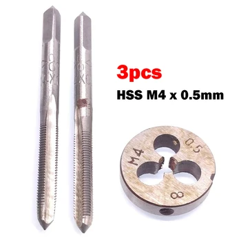 3 Pcs HSS M4*0,5 mm Cone Morrer Métrica Rosca Direita Plug Toque E Morrer Definir o Toque de Broca, Ferramentas de Reparação de Mão de Ferramentas Manuais