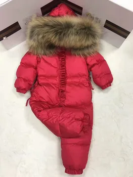 2022 Inverno da menina do bebê para baixo do brasão roupas de Bebê de impressão de vestuário de Peles com Capuz infantil Snowsuit baixo casacos de Criança macacão de romper