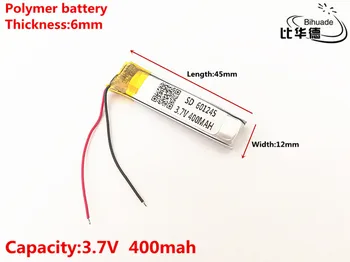 3,7 V,400mAH,601245 de Polímero de lítio ion / Li-íon da bateria para o BRINQUEDO,BANCO de POTÊNCIA,GPS,mp3,mp4
