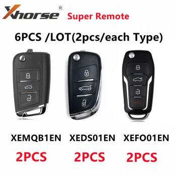 6pcs Xhorse Super Remoto XEDS01EN/XEMQB1EN/XEFO01EN/XELEX0EN/XEKF20EN/XEKF21EN de Trabalho em todos os ID de Super Chip Para VVDI Ferramenta-Chave
