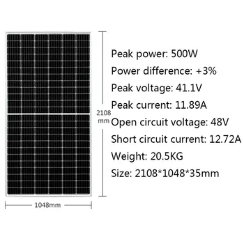 Painel Solar 500W 2000W 2500W 3000W Dividir Metade do Corte de Célula MBB Sistema Solar em Casa 110V 220v 380v Off Grid Carregador de Bateria Solar