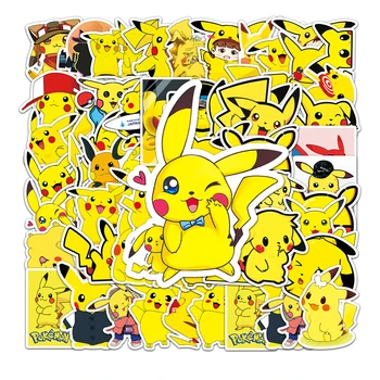 Cartoon Pokemon Anime Kawaii Pikachu Adesivos para Laptop da Mala de viagem de papel de carta Impermeável Decalques Álbum Graffiti Brinquedos Presentes