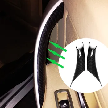 Estilo carro de Textura de Carbono maçaneta da Porta Interior Pull Tampa de Proteção Para o BMW série 3 Série 4 F30 F35 2012 2013 2014 2015 2016