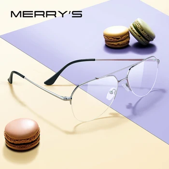 MERRYS DESIGN Clássico Piloto Metade Óculos de Moldura Para os Homens, as Mulheres formam a Miopia de Óculos de grau Quadros Ópticos Óculos S2690